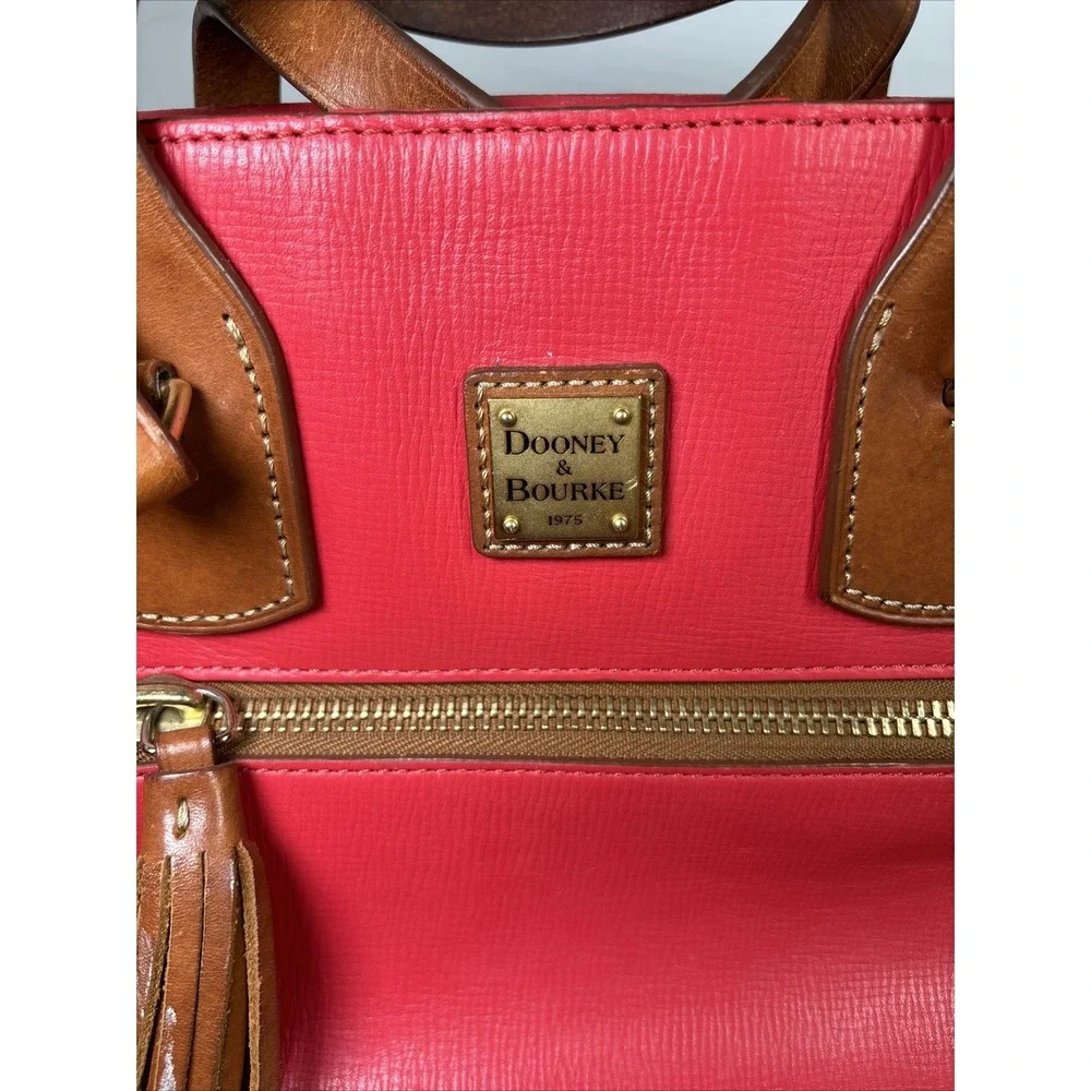 Dooney & Bourke Morgan‎ Satchel Red Handbag Saffiano Leather Shoulder W/Dust Bag